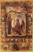 unknow artist, Our Lady of Bogolijubovo with Saint Zocime and Saint Savvatii and Scenes from their Lives